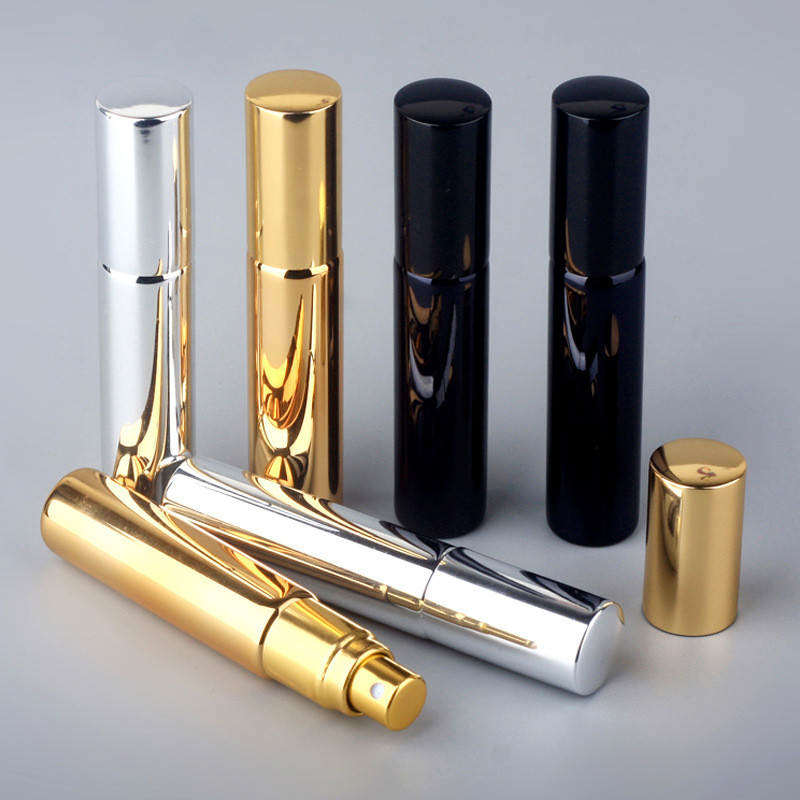 10ml UV Coated Perfume Spray Bottle Bright Gold Silver Black Portable
