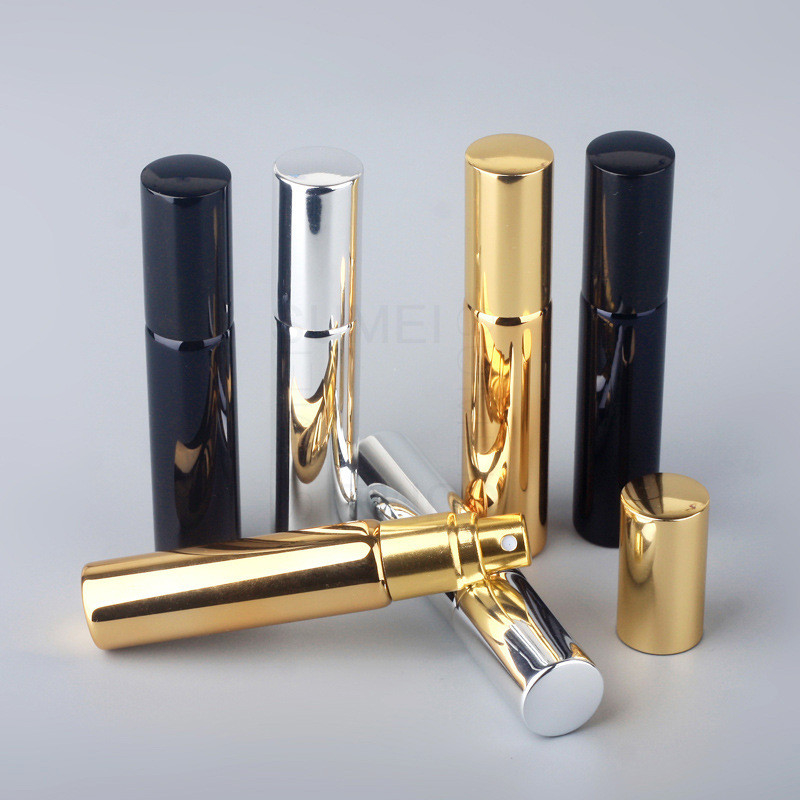 10ml UV Coated Perfume Spray Bottle Bright Gold Silver Black Portable